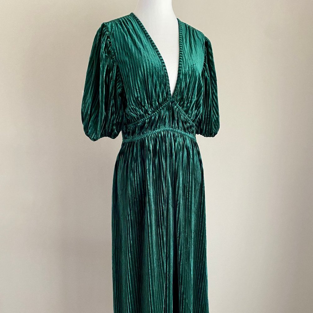 Green velvet maxi dress